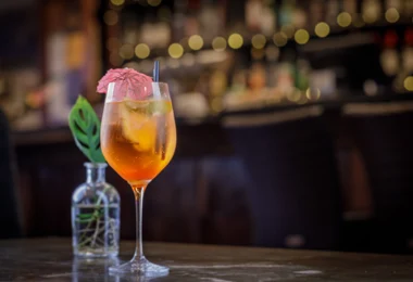 Spritz cocktail at the bar, Niom Bistro Wellington
